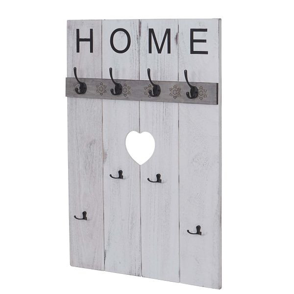 Mendler Wandgarderobe HWC-C89 Home, Garderobenpaneel Garderobe, Shabby-Look Vintage, 8 Haken 91x60cm, weiß, shabby, 61913