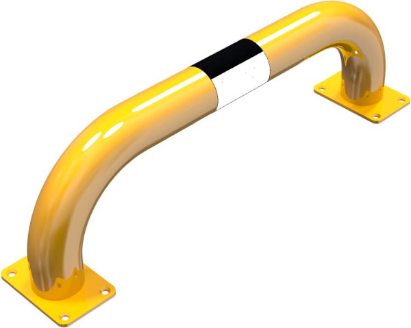 Schake Rammschutzbügel Stahlrohr Ø 76 mm gelb / schwarz, Gesamtbreite: 750 mm, Höhe Überflur: 250 mm, für Dübel Befestigung, 477_02PBG