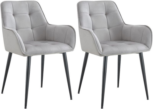CLP 2er Set Esszimmerstuhl Ferndale Samt, hellgrau, 326700