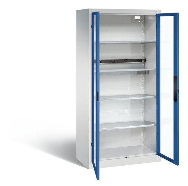 C+P Akkuladeschrank Serie 89, H1950xB930xT500mm, Farbe: Lichtgrau / Enzianblau, Muldengriff, 8921-055E1 S10004