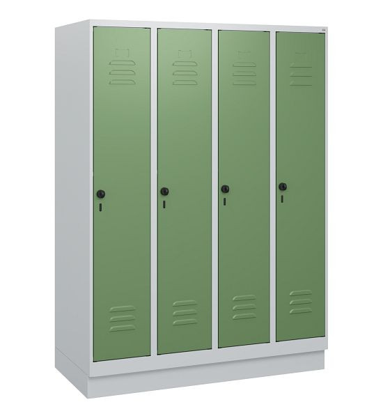 C+P Umkleidespind Classic PLUS, Sockel, 4 Abteile, 1630x1200x500mm, 7035/6011, Drehriegel, 0800205-40 S10006