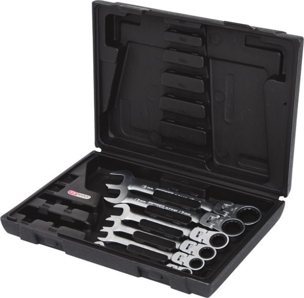 KS Tools GEARplus Gelenk-Ratschenringmaulschlüssel-Satz, 6-teiligfeststellbar, 503.4859
