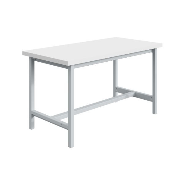 SOFAME PTH Werkbank B 1500 x T 750 x H 840mm, RESITOP Laminat-Arbeitsplatte 40 mm, Lichtgrau RAL 7035, W010020069GC