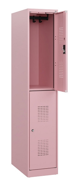 C+P Doppelstöckiger Spind Evolo PLUS, 2 Fächer, 1530x300x500mm, 3015/3015, Zylinderschloss, 0493005-10 S10074