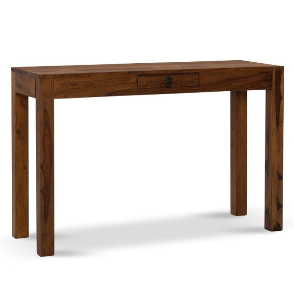 Wohnling Schreibtisch 118x40x76 cm Sheesham Massivholz Computertisch mit Schublade, Bürotisch Schmal Platzsparend, WL7.239