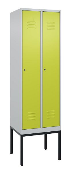 C+P Umkleidespind Classic PLUS mit Mitteltrennwand, Gestell, 2 Abteile, 2120x600x500mm, 7035/0024, Zylinderschlösser, 0800307-20F S10025