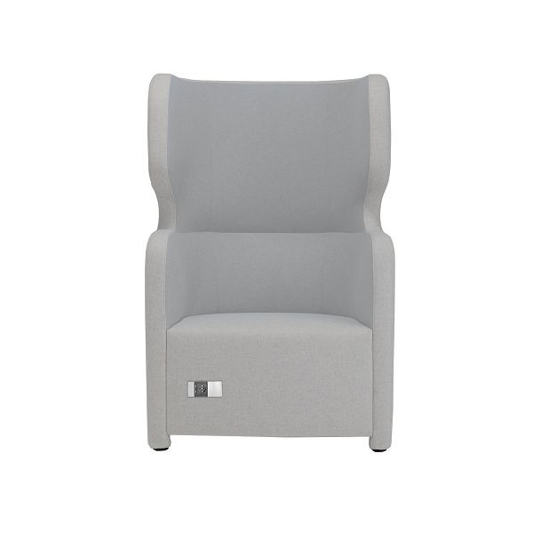Bisley Sessel Vivo, Einsitzer, Hohe Rückenlehne, 2 Steckdosen und 2 USB Anschlüsse, NE0015 hellgrau, VIVH1P.NE0015