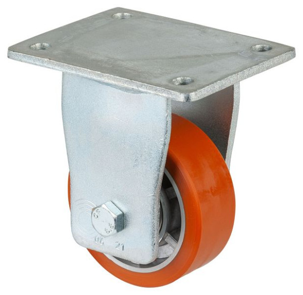 BS Rollen Schwerlastrolle, Bockrolle, Breite 30 mm, Ø100 mm, bis 200 kg, Guss-Polyurethan 95 Shore A, Radkörper Aluminium, Kugellager, RR110.B90.101