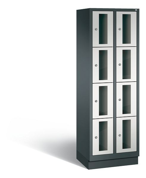 C+P Schließfachschrank Classic, 8 Fächer, H1800xB610xT500 mm, Anthrazit/Grau, 8020A204 S10020
