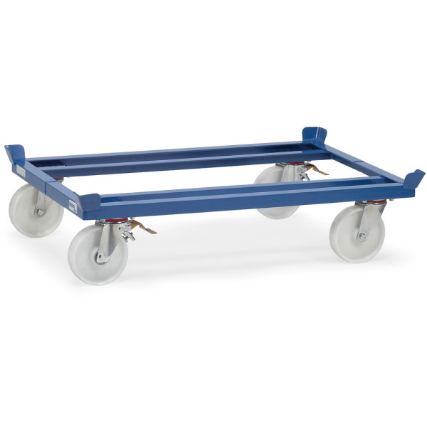 Fetra Paletten-Fahrgestell, für Gitterboxen und Flachpaletten, Ladeflächenbreite: 810 mm, 4 Lenkrollen mit Polyamid-Rädern, 23881