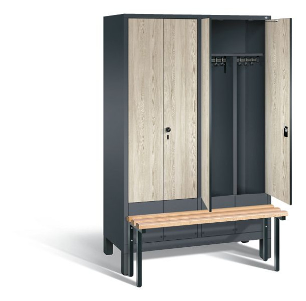 C+P Schwarz-Weiss-Spind Evolo, H1850xB1190xT815mm, Farbe: Anthrazitgrau / Dekor Sen-Esche, 48032-40 S10115