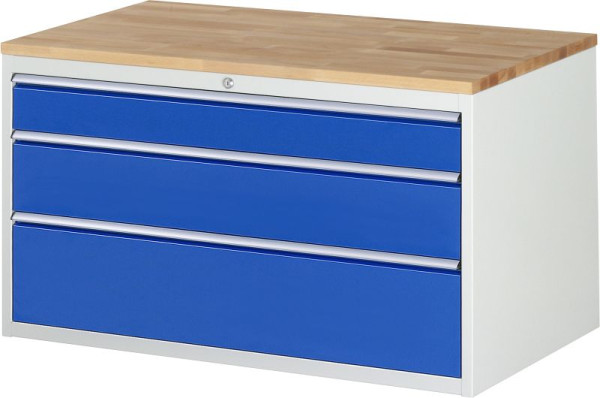 RAU Schubladenschrank Serie 7000, B1145xT650xH645mm, Schubladen: 1xH120, 1xH180, 1xH240mm, Buche-Massiv-Arbeitsplatte, Stärke 25mm, 03-XXL3.16A-B.11