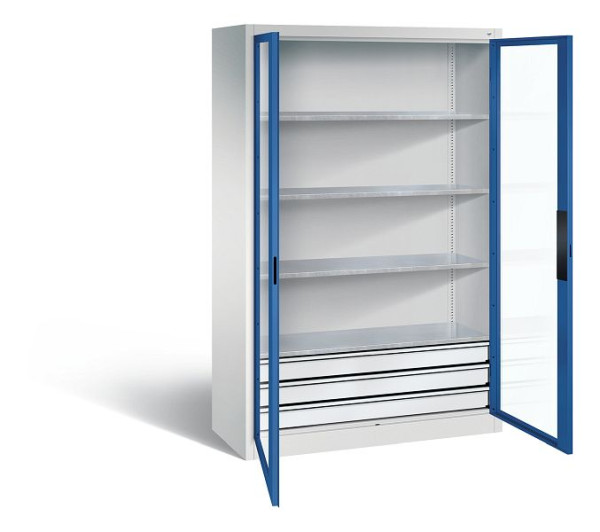 C+P Werkzeugschrank Acurado, H1950xB1200xT500mm, Farbe: Lichtgrau / Enzianblau, Muldengriff, 8931-553 S10091