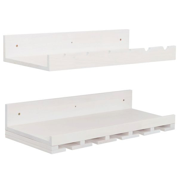 Mendler 2er-Set Weinregal HWC-P22, Glas-/Flaschenhalter Wandbar für 6 Flaschen/15 Gläser Holz FSC 61x28cm, weiß, 139707
