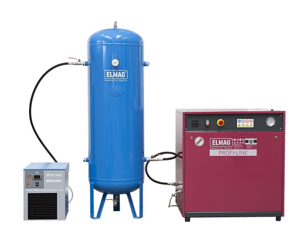 ELMAG Kompressor PROFI-LINE 'SILENT', PL-S 750/10/3 D - im Paket 2, 10121