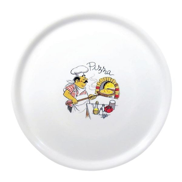 Saturnia Porzellan Pizzateller 31cm mit "Koch"-Verzierung, DJ958