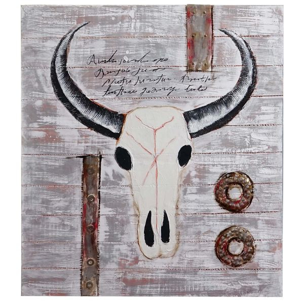 Mendler Ölgemälde Stier, 100% handgemaltes Wandbild 3D-Bild Gemälde XL, 100x90cm, 44751