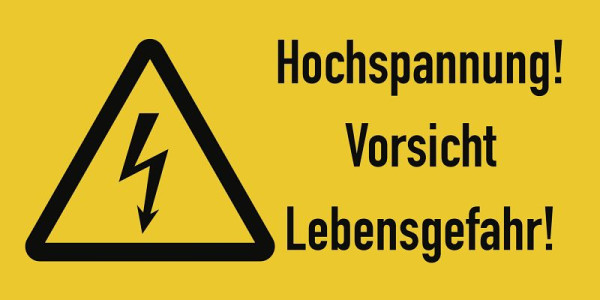 Moedel Hochspannung! Vorsicht Lebensgefahr!, Kombischild, Aluminium, 300x200 mm, 57963