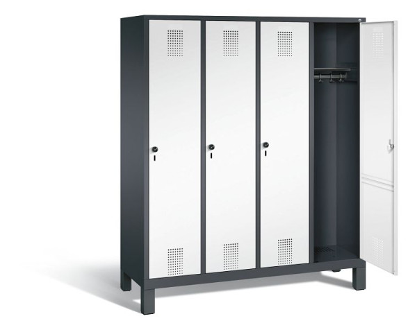 C+P Garderobenschrank Evolo, H1850xB1590xT500mm, Farbe: Schwarzgrau / Verkehrsweiß, 48010-42 S10197
