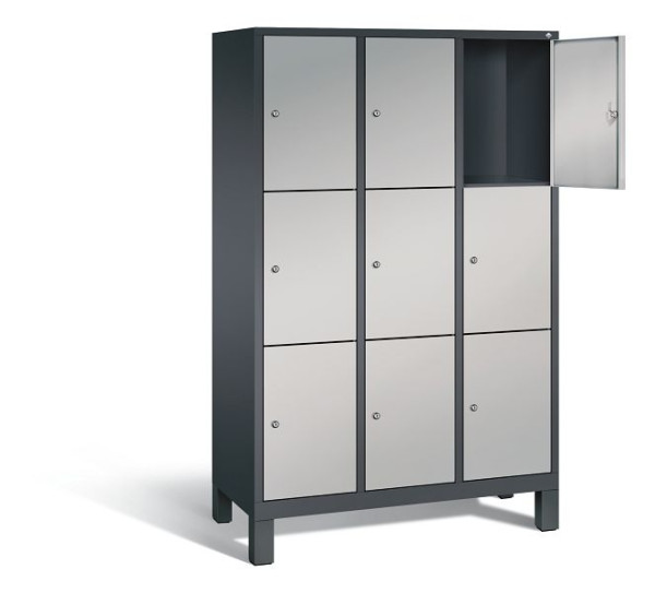 C+P Schließfachschrank Evolo, H1850xB1200xT500mm, Farbe: Schwarzgrau / Weißaluminium, 48010-323 S10159