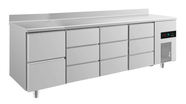A&S Polarny Kühltisch -2 bis +8°C mit 1x zwei Schubladen links und 3x drei Schubladen, 2330 x 700 x 850 mm, mit Aufkantung, KT4ZDDDA