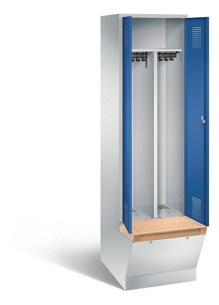 C+P Schwarz-Weiss-Spind Evolo, H2090xB610xT815mm, Farbe: Lichtgrau / Enzianblau, 48056-20 S10234