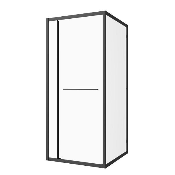 Sanotechnik Eck-Duschkabine mit Drehschiebetür schwarz 100x200cm 6mm ESG Easy-Clean/Easy-Mounting, SLD100B