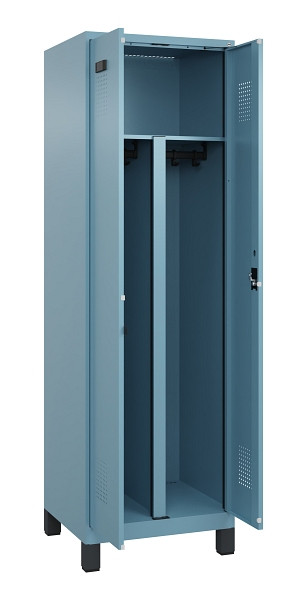 C+P PSA Schwarz-Weiß-Spind Evolo PLUS, mit Füßen, 2 Abteile, 1950x600x500mm, 00, Zylinderschloss, 049012-20P S10048