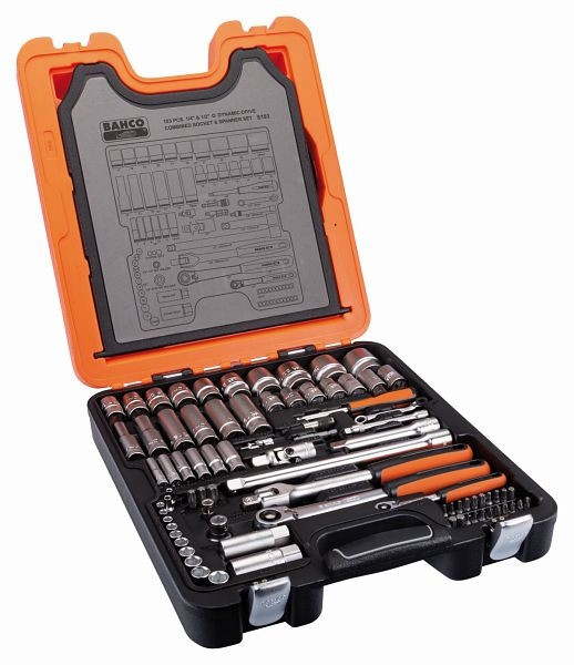 Bahco Steckschlüssel-Satz 1/4"+1/2", 103 teilig, S103, 7314150257119