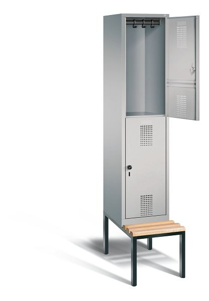 C+P Spind doppelstöckig Evolo, H2090xB420xT815mm, Farbe: Weißaluminium, 48350-12 S10074