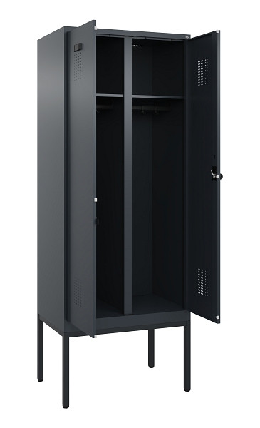C+P Schwarz-Weiß-Spind Evolo PLUS, Gestell, 2 Abteile, 2120x800x500mm, 7016/7016, Drehriegel, 0490327-22 S10016