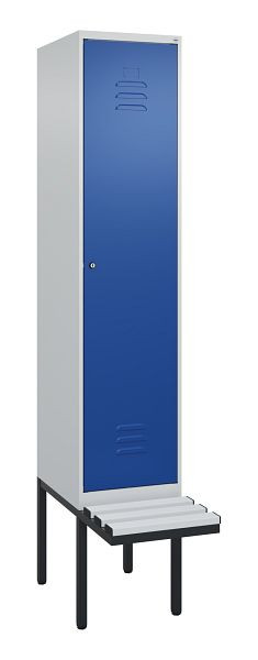 C+P Umkleidespind Classic PLUS, 2120x400x815mm, 7035/5010, Zylinderschloss, je 2 Doppel-Haken, 0800407-12F S10018