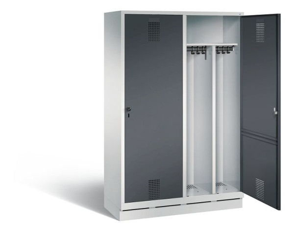 C+P Schwarz-Weiss-Spind Evolo, H1800xB1190xT500mm, Farbe: Lichtgrau / Schwarzgrau, 48220-40 S10012