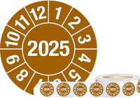 Produktbild von DENIOS Prüfplakette "2025", braun, Folie, selbstklebend, 30 mm, VE: 1 Rolle à 1000 Stück, 290142 DENIOS Prüfplakette "2025", braun, Folie, selbstklebend, 30 mm, VE: 1 Rolle à 1000 Stück, 290142