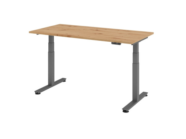 Hammerbacher Sitz-Steh-Schreibtisch elektrisch 160x80cm Asteiche, Arbeitshöhe 63,5-128,5 cm, VXDSM16/R/G