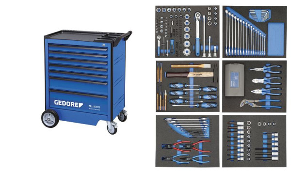 GEDORE Werkzeugwagen mit 190-teilig Werkzeugsortiment, 2980290