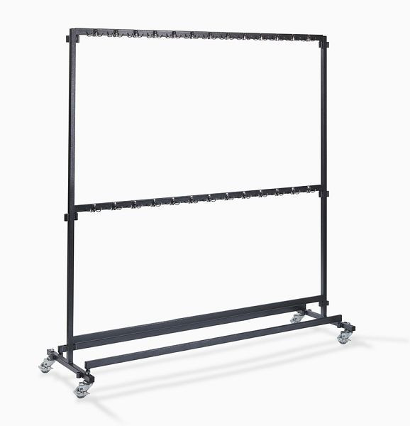 Feros Kleiderständer groß mit 104 Haken, aus Stahl in Hammerschlag, fahrbar und zerlegbar, erweiterbar, 192x60x200cm (BxTxH), C10004