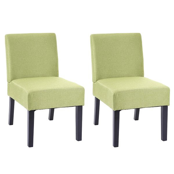 Mendler 2er-Set Esszimmerstuhl HWC-F61, Stuhl Lounge-Stuhl, Stoff/Textil, grün, 70174