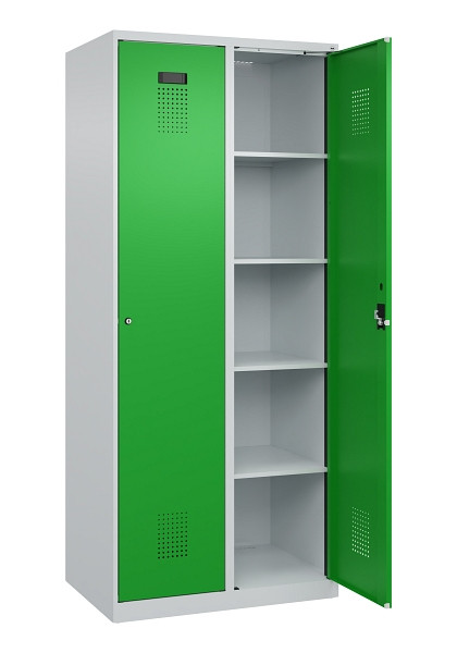 C+P Wäsche-Spind Evolo PLUS, 2 Abteile, 1850x800x500mm, 7035/6037, Verschluss Zylinderschloss, Ablageböden 8, 049000-22B S10038
