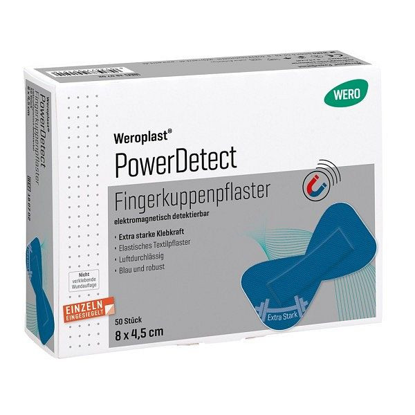 WERO Weroplast PowerDetect Fingerkuppenpflaster 8 x 4,5 cm, detektierbar, VE: 50 Stück, 180702