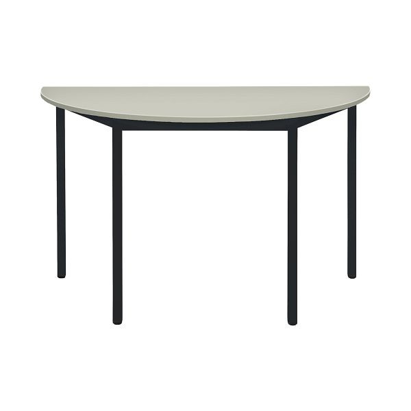 Bisley Mehrzwecktisch, Halbrund, Breite 1200 mm, Tiefe 600 mm, 19mm Tischstärke, 333 schwarz x G grau, MTH1206G333