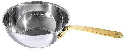 Contacto Mini Wok aus Edelstahl 12 cm mit Stiel aus Messing, 3397/110