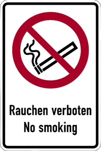 Schilder Klar Kombischild Rauchen verboten No smoking DIN EN ISO 7010, 100x150 mm Folie selbstklebend, 1374/31