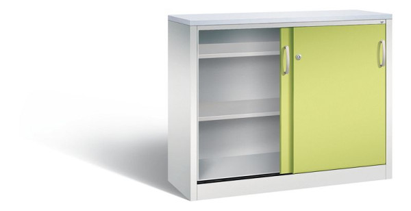 C+P Sideboard mit Schiebetüren Acurado, H1000xB1200xT400mm, Farbe: Lichtgrau / Viridingrün, Bügelgriff, 2046-00 S10204