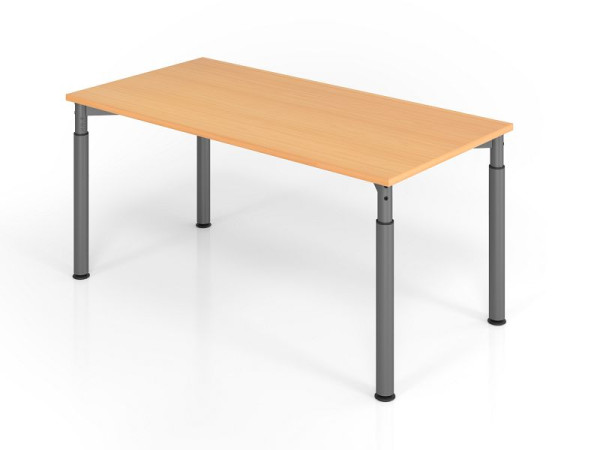 Hammerbacher Schreibtisch YS16, 160 x 80 cm, Platte: Buche, 25 mm dick, ABS-Dickkante, Rechteckform, Graphit, VYS16/6/G