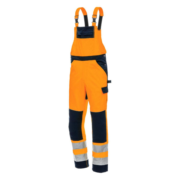 NITRAS MOTION TEX VIZ, Warnschutz-Latzhose, Größe: 25, Farbe: neonorange/marineblau, VE: 10 Stück, 7572-4121-25