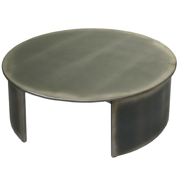 Mendler Couchtisch HWC-L74, Beistelltisch Wohnzimmertisch, MVG Industrial, rund Ø80cm, Metall-Optik gebürstet, 117571