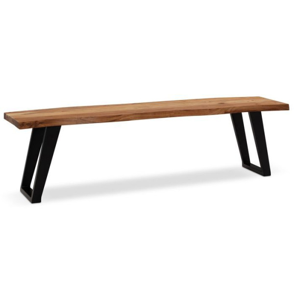 Wohnling Esszimmerbank 140x40x45,5 cm Akazie Massivholz/Metall, Esstischbank Modern, Holzbank ohne Lehne, Küchenbank mit U-Beinen, Sitzbank Klein, WL7.302