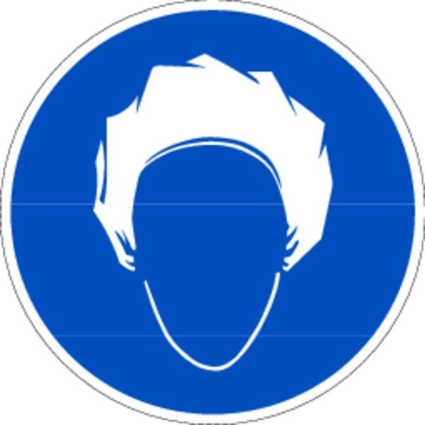 Schilder Klar Praxisbewährtes Gebotszeichen Kopfhaube tragen, 100 mm Folie selbstklebend, 3114/61