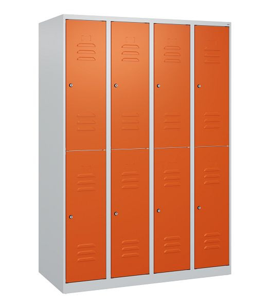 C+P Doppelstöckiger Spind Classic PLUS, 4 Abteile, 1700x1200x500mm, 7035/2004, Zylinderschlösser, 0803007-40 S10013